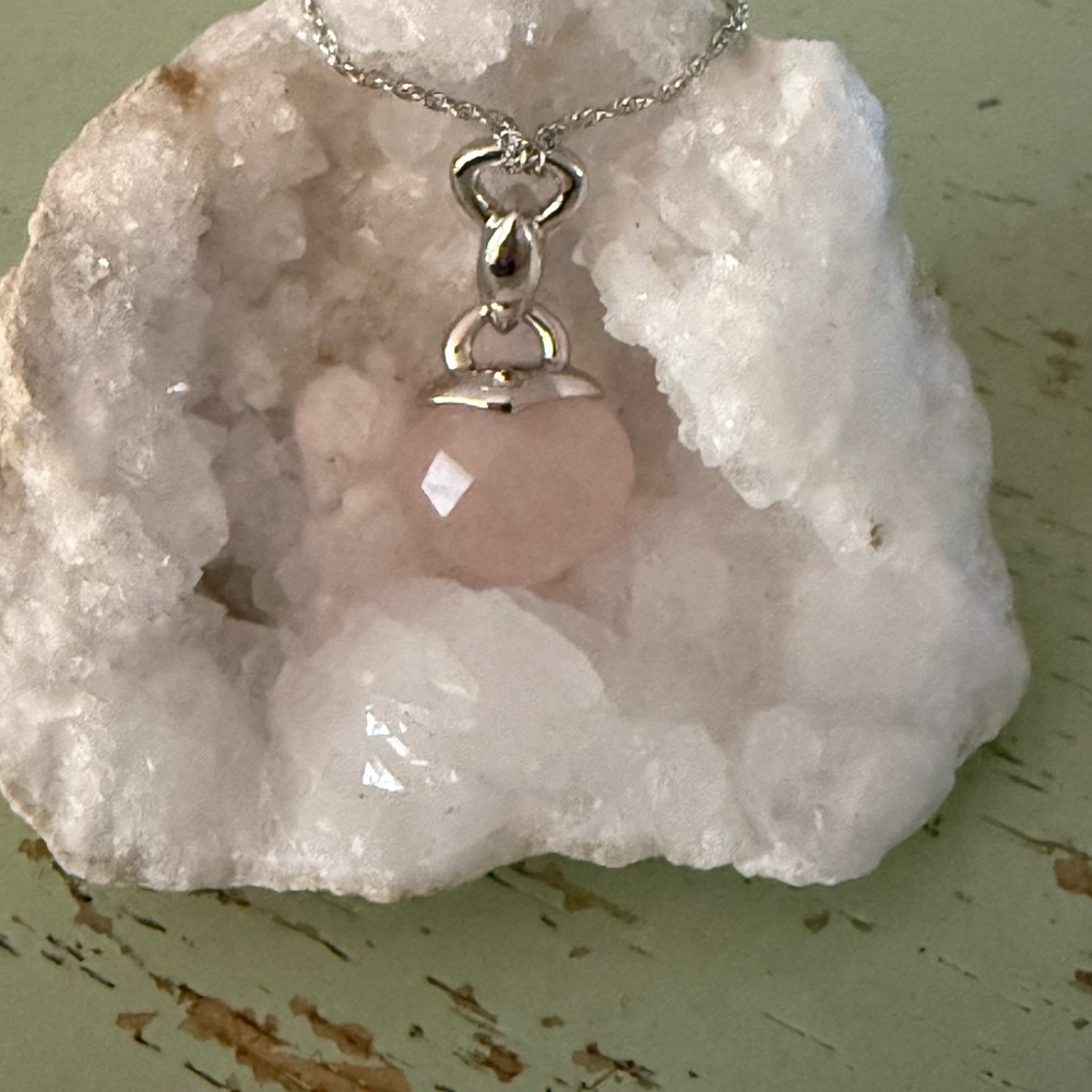 Silver Necklace with Pink Gemstone